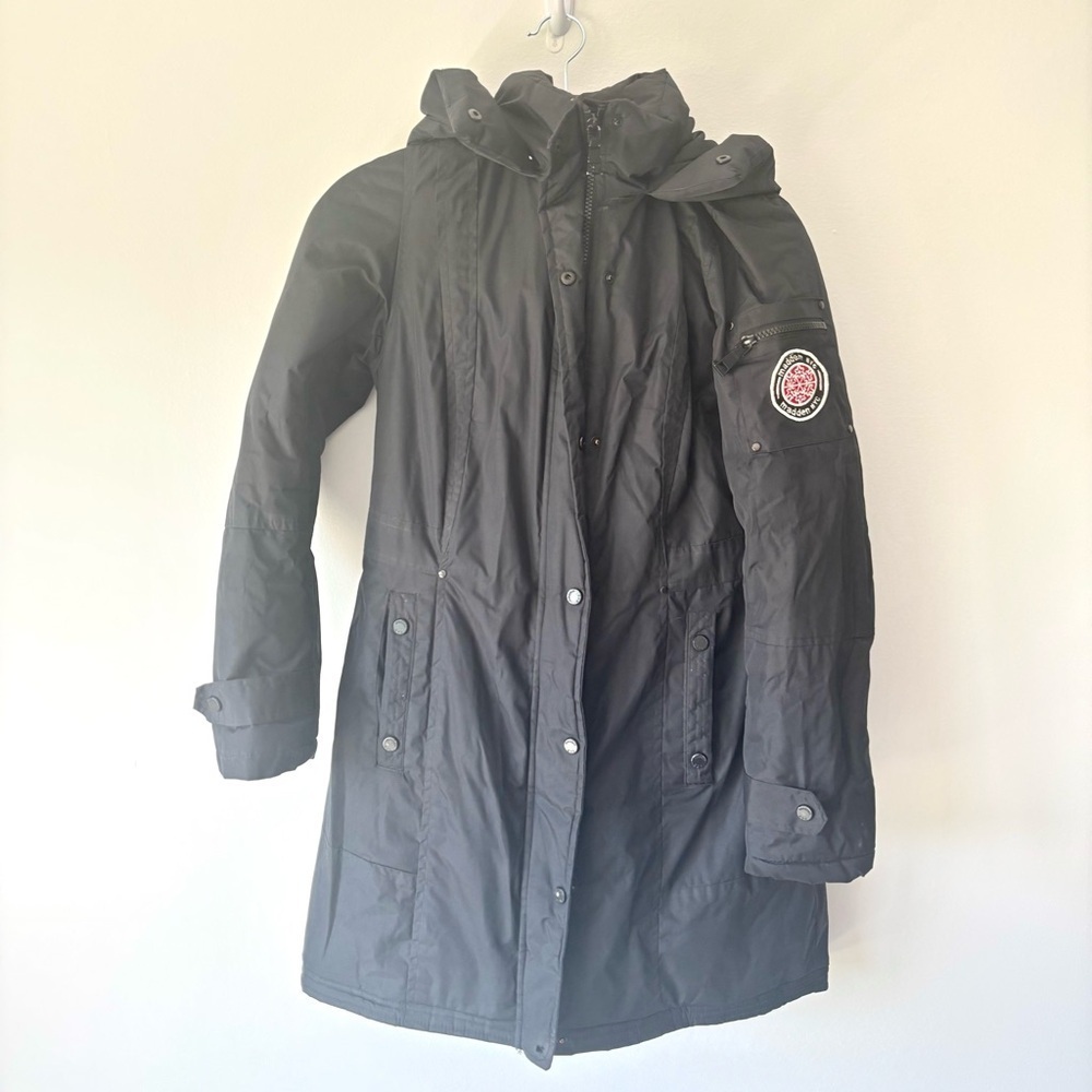 Madden NYC Black Puffer Winter Jacket Parka Black Hooded Snow Outdoor